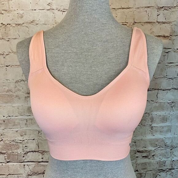 Puma Peachy Pink Sports Bra Pullover Athletic Support Adjustable Womens Size XL - Picture 1 of 4